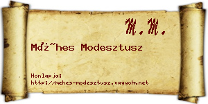 Méhes Modesztusz névjegykártya